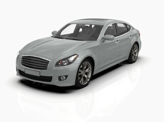 Generic and Brandless Car Isolated on White 3d Illustration