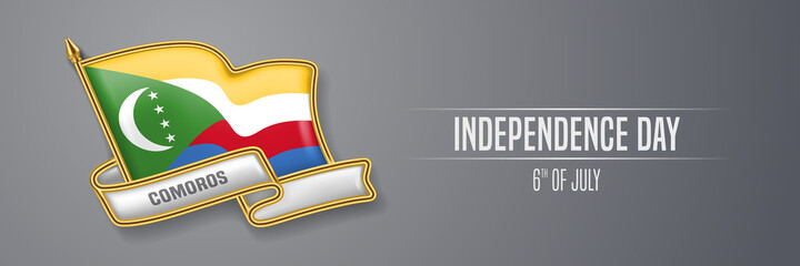 Comoros happy independence day greeting card, banner vector illustration