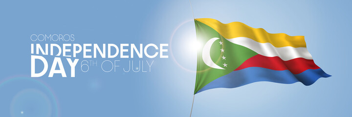 Comoros happy independence day greeting card, banner with template text vector illustration