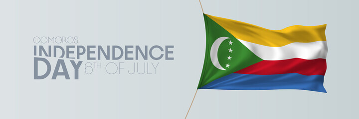 Comoros independence day vector banner, greeting card