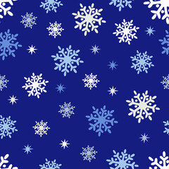 Fototapeta na wymiar Cute snowflakes. Seamless pattern. Winter background. Vector illustration.
