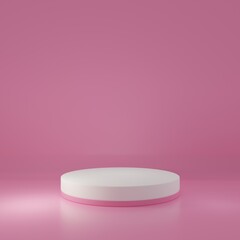 white Product Stand in pink room ,Studio Scene For Product ,minimal design,3D rendering	