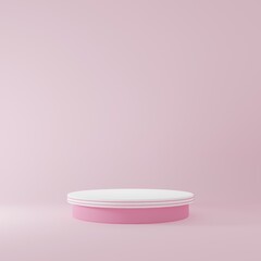 white Product Stand in pink room ,Studio Scene For Product ,minimal design,3D rendering	
