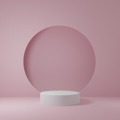 white Product Stand in pink room ,Studio Scene For Product ,minimal design,3D rendering	