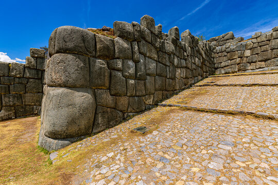 Peru. Cusco, historic city of the Inca Empire. Sacsayhuaman, Inca fortress - the details of the stonework