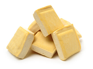 Tofu on a white background