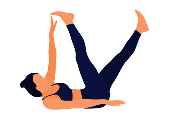 Faceless image of a girl doing yoga or fitness. Vector illustration.