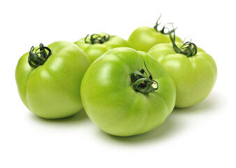 fresh green tomato isolated on white background