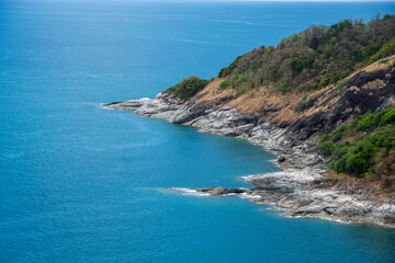 Fototapeta na wymiar Phuket view point and Island with blue sky. subject is blurred.