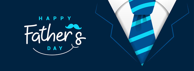 Happy Fathers Day Banner Vector illustration. Daddy navy suit greeting card