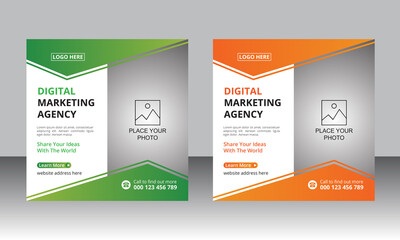 Professional digital marketing business social media post vector design template. Creative online advertising social media banner layout
