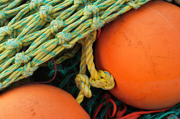 Colorful nets and floats used in the Maine Lobster trade