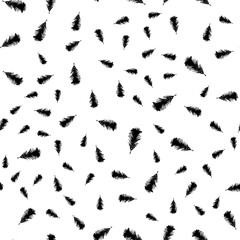 A minimalist vector seamless pattern with hand drawn doodle elements on the white background. Black branches isolated.