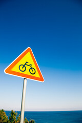 Bicycle signs and sea at Yeongdeok Sunrise Park in Yeongdeok, Korea