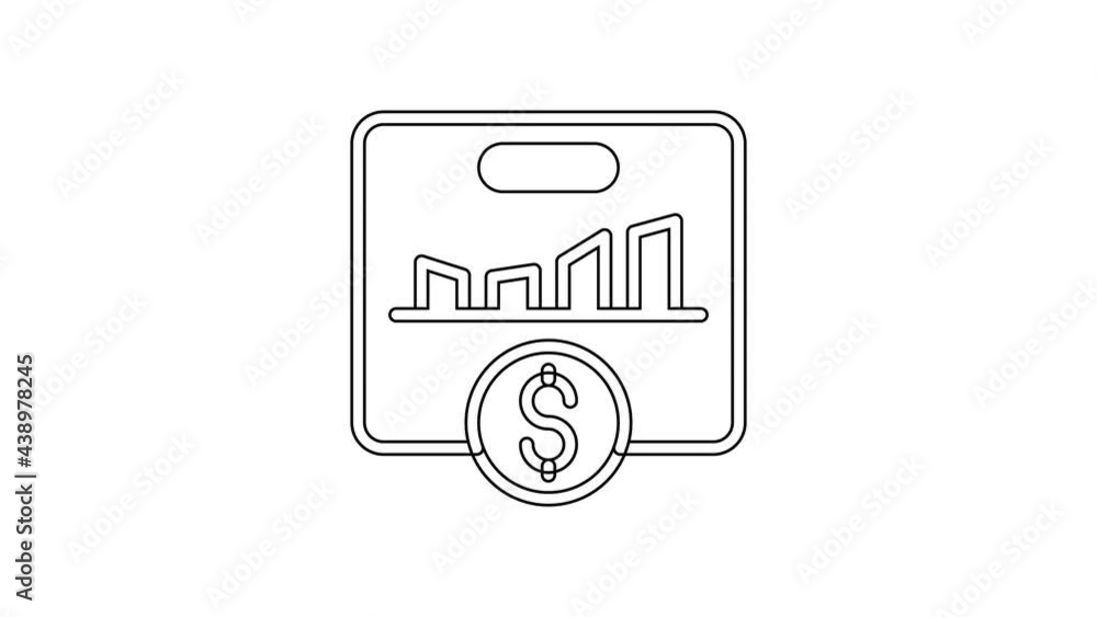 Poster black line kpi - key performance indicator icon isolated on white background. 4k video motion graphi