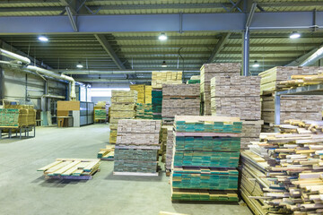 wood factory products stored in warehouse