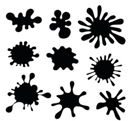 set of ink blots, inks, black