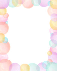 ポップで夢のある優しい虹色シャボン玉の白バック手描き風フレーム
