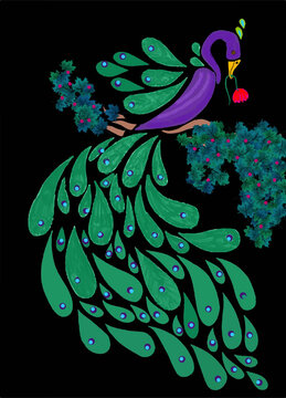 A beautiful illustrations of peacock bird 