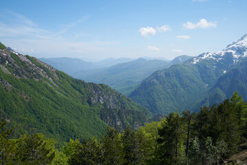 Fototapeta na wymiar theth environment park albanian alps mountains, hiking destination