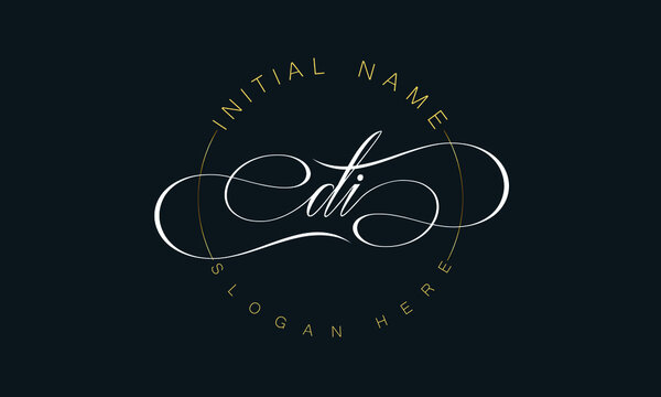 DI/ID cursive letter stylish luxury logo in golden, white color with black background, DI/ID letter logo design, DI/ID business abstract vector logo monogram template with thumbnails.                 