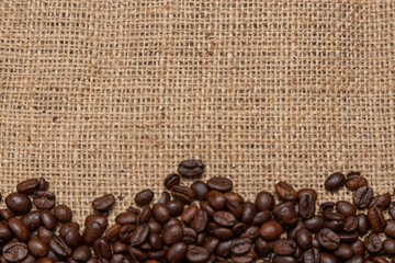Fototapeta premium コーヒー, コーヒー豆, 麻ぶくろ, コーヒーカップ