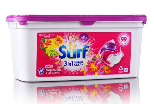 A box of Surf capsule laundry detergent product