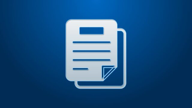 White line Document icon isolated on blue background. File icon. Checklist icon. Business concept. 4K Video motion graphic animation