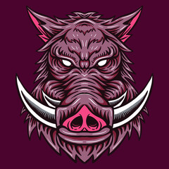 Wild Boar Head Illustration vector