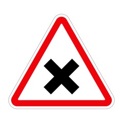 Traffic sign CROSSROAD on white background, illustration