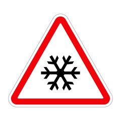 Traffic sign RISK OF ICE on white background, illustration