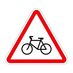 Traffic sign CYCLE ROUTE AHEAD on white background, illustration