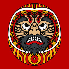 daruma japanese mythology icon character vector art illustration
