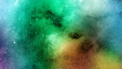 Abstract space background. Sky banner. Space digital texture. Watercolor and glitter texture