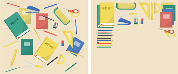 Illustration of a Table with a Dirty and Clean school desk