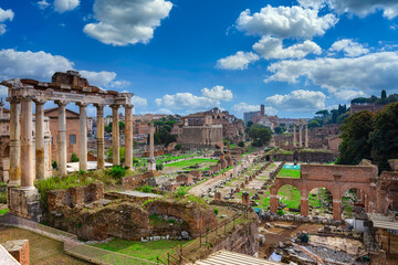 Naklejka na ściany i meble Temple of Saturn and Forum Romanum in Rome, Italy