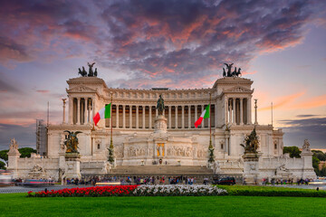 Victor Emmanuel II National Monument (Vittoriano) or Altar of the Fatherland and Piazza Venezia in...