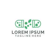 Minimalist modern capsule leaf nutrition logo design