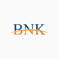 BNK initial overlapping movement swoosh horizon, logo design inspiration company