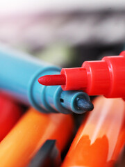 Red and blue markers, macro image