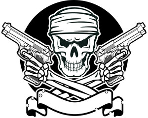 gangster skull with guns