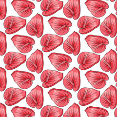 Tropical pattern with exotic flowers in cartoon style