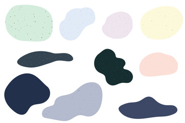 Texture spots, circle, blot. Abstract geometric shape with multicolored texture. Chaotic stained pattern for tile, wallpaper, textile and print decoration and design. Set. Vector illustration.