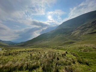 landscape with mountains in Lake District. Hollister pass, near grasmoor 