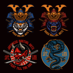 Colorfull Samurai t-shirt designs bundle