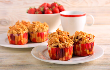 Strawberry and white chocolate muffins