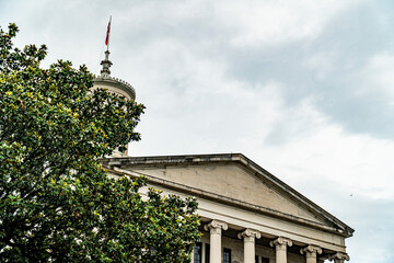 Tennessee State Capitol Building in Nashville, TN on a cloudy day