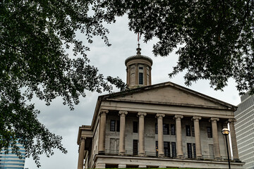 Tennessee State Capitol Building in Nashville, TN on a cloudy day