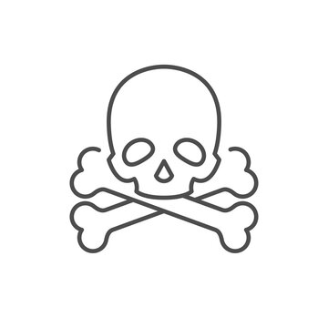 Skull and crossed bones line icon