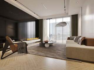 3d render of modern living room